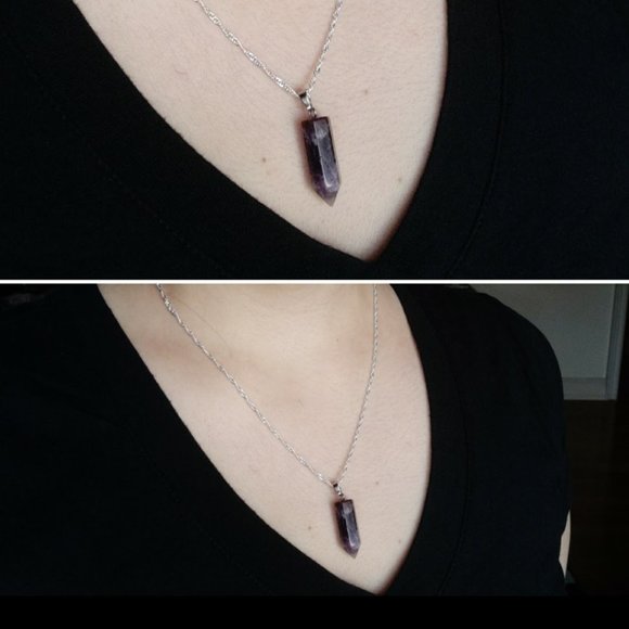 💜 Amethyst 💜 Natural Crystal Pendant Necklace - Picture 2 of 4